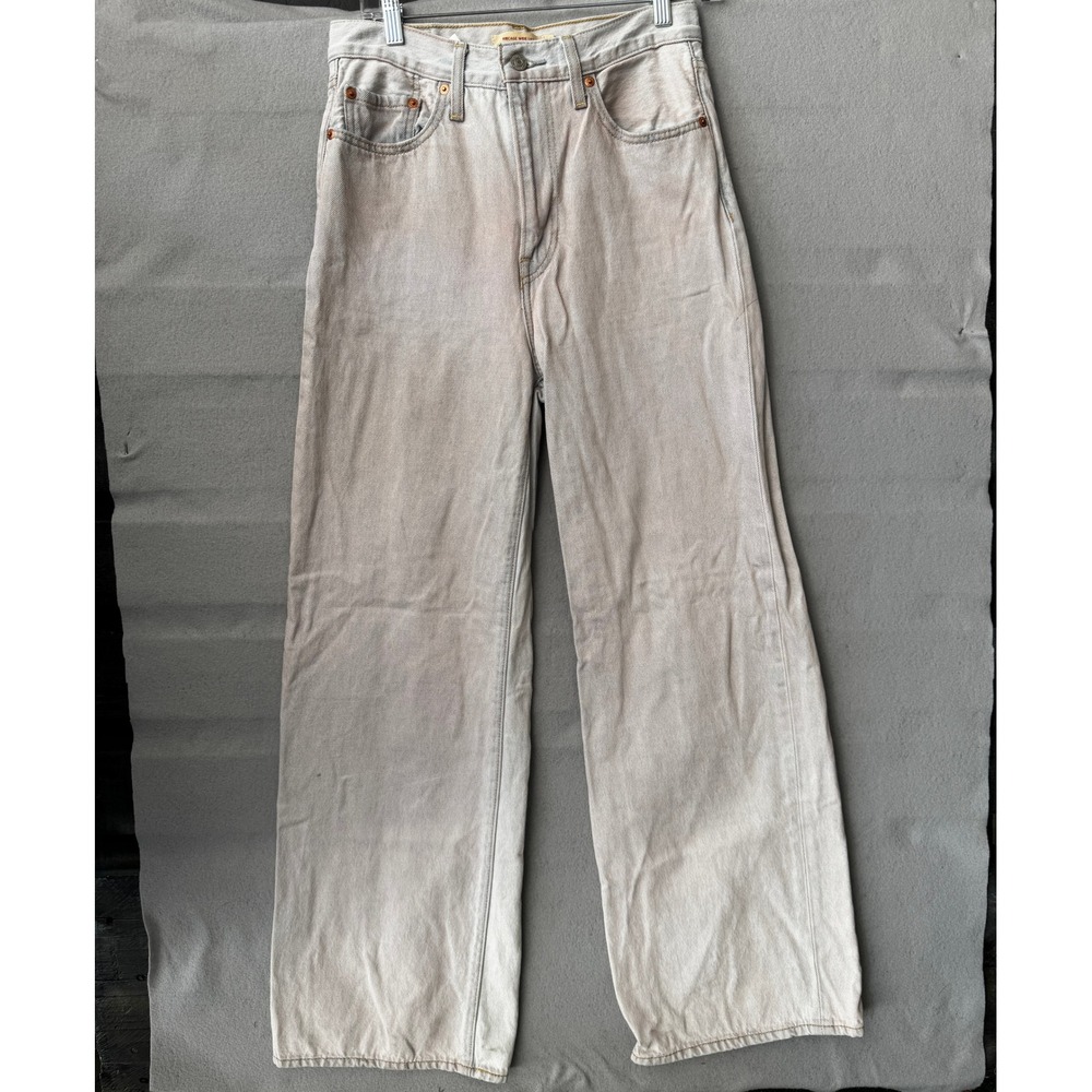 Levis Premium Ribcage Wide Leg Jeans Light Wash High Rise Denim Size 27